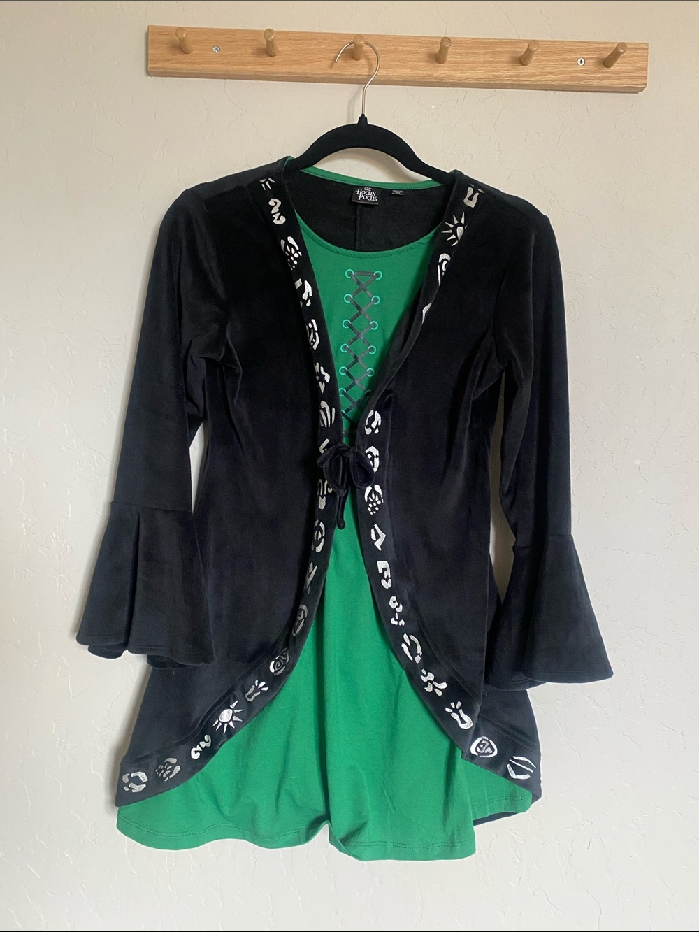 Disney Hocus Pocus Costume Dress Black/Green Long Sleeve Lace-Up XL (14/16)